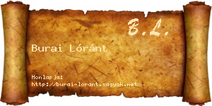 Burai Lóránt névjegykártya